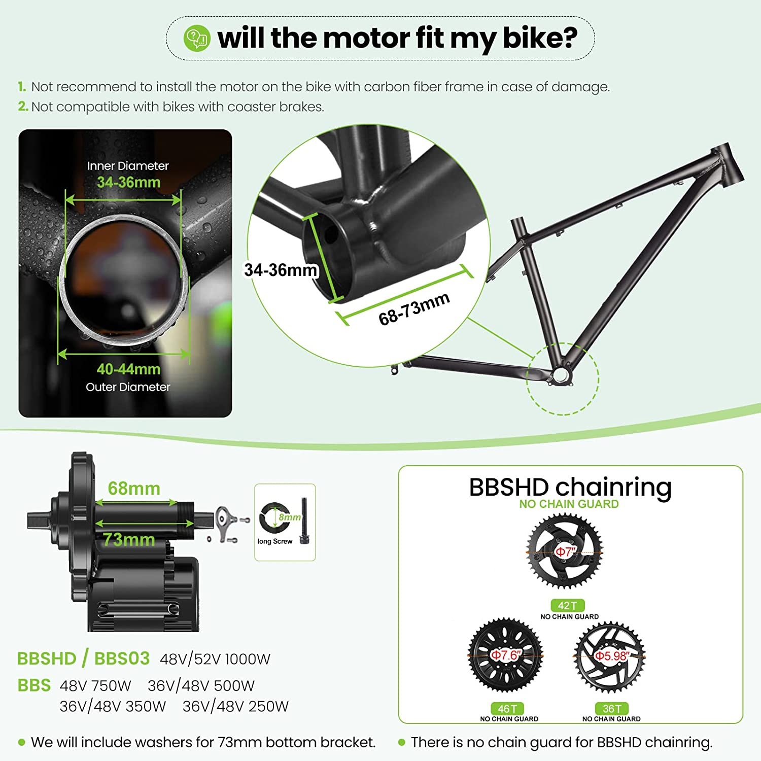 Bafang UART 48V/52V 1000W Moto - Mid Drive Motor Kit 52V 1000W reseña y precio